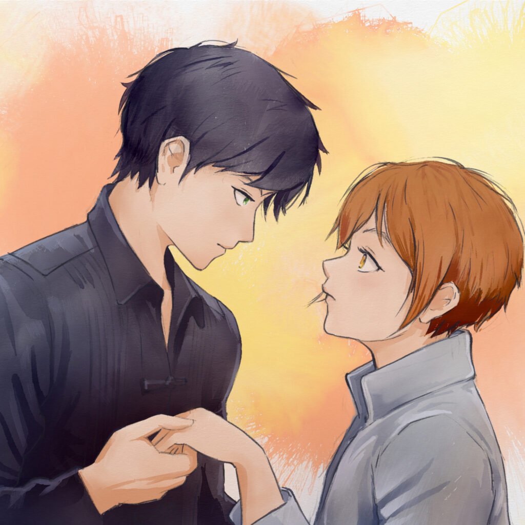 Illustration by Tamanegi Aane of Sein and Zeya in the Bayin arc